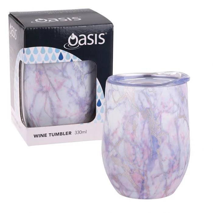 Oasis Stainless Steel Double Wall Insulated Wine Tumbler 330ml - Silver Quartz